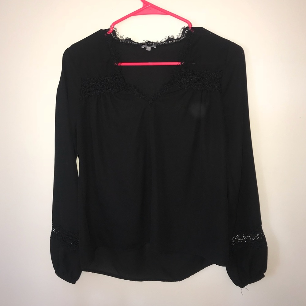 Black V-Neck Long sleeve Shirt